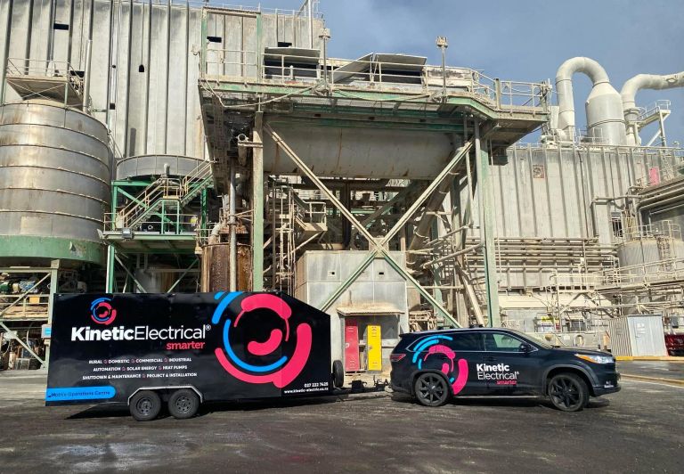 Kinetic Electrical Whanganui vehicle on industrial site