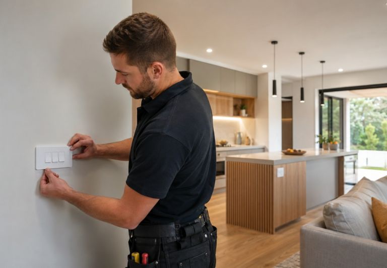 Kinetic Electrician Installing Switches in New Zealand Home