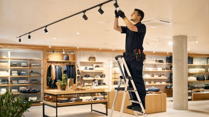 Kinetic Electrician Servicing Retail Track Lighting