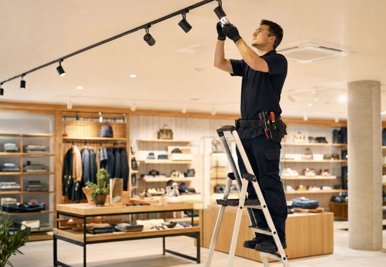 Kinetic Electrician Servicing Retail Track Lighting
