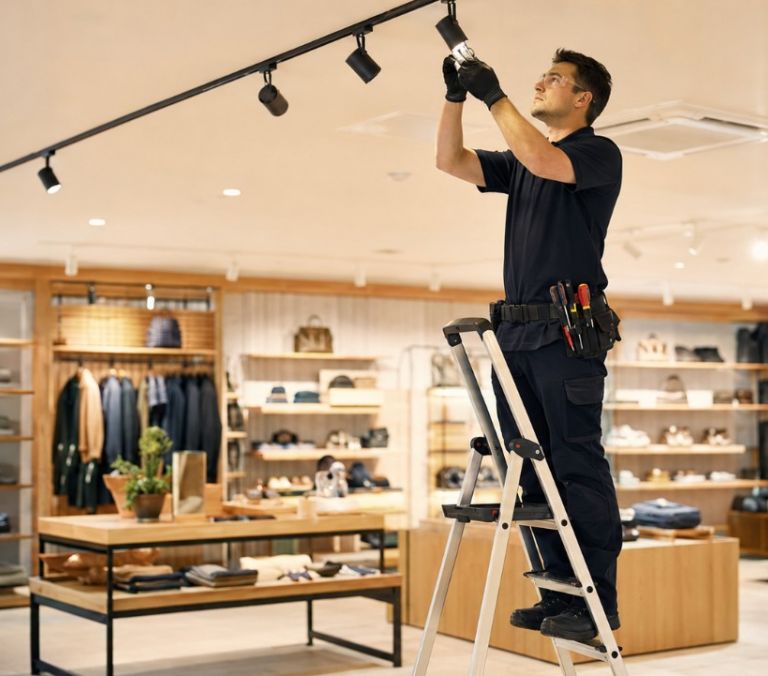 Kinetic Electrician Servicing Retail Track Lighting