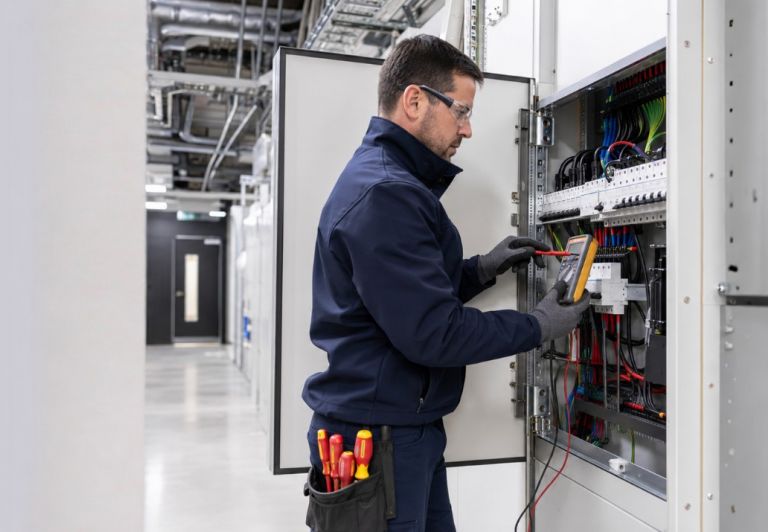 Kinetic Electrician Testing a Commercial Distribution Board