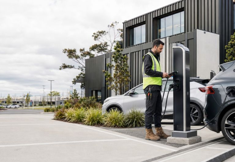 Kinetic New Zealand electrician commissioning an EV charger