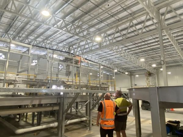 Kinetic Electrical team members inside the automated T&G apple packhouse in Hawke’s Bay